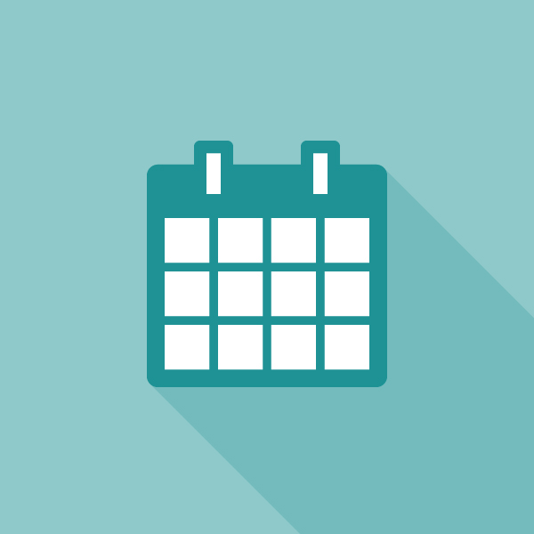 Illustration of a calendar icon casting a long shadow off to the bottom right of the canvas