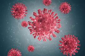 Virus particles floating in the air